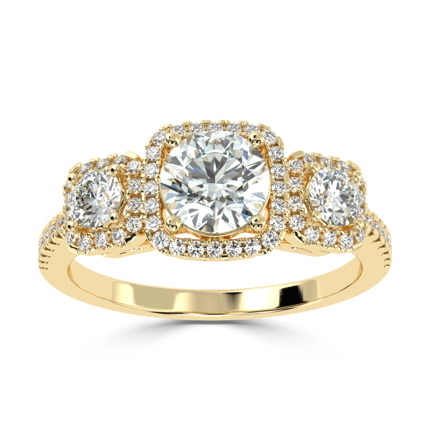 Buy 1.42Ct Three-stone Natural Diamond Ring | SolitaireKart